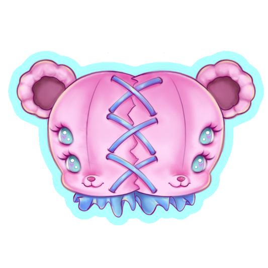 Pastel Pink Conjoined Circus Bear Sticker